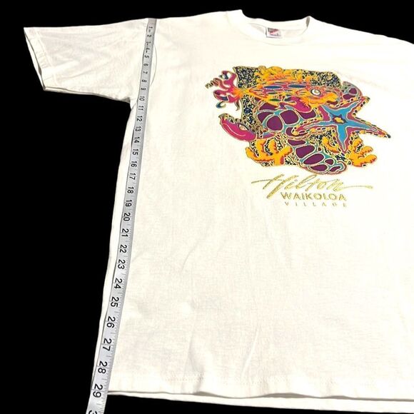 Hilton Waikoloa Village T-Shirt Woman’s Size Large White Turtle Fish Hawaii VTG - Picture 9 of 12
